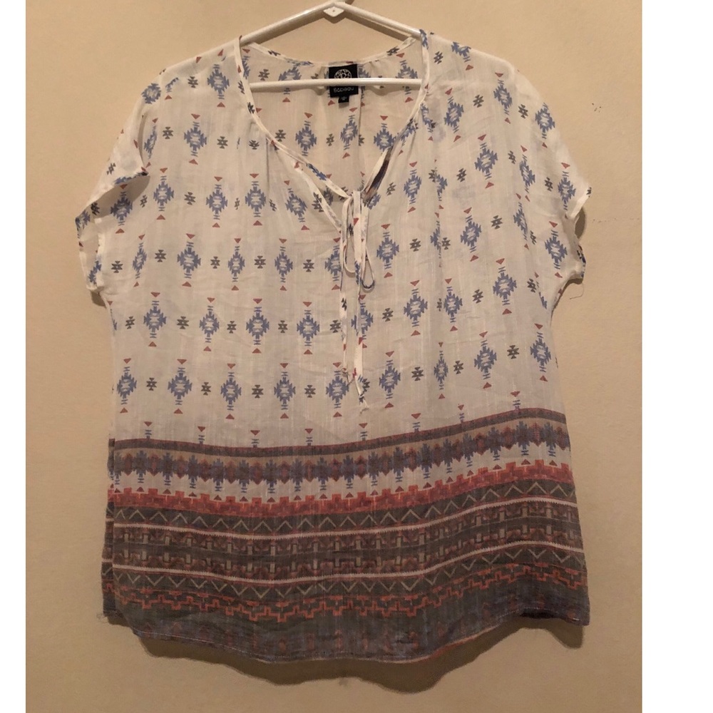 Bobeau Chevron Print Top